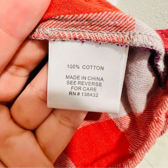 Modcloth Women's Flannel Jam Midi Dress with Pockets Size 24 Purple/Orange Plaid - Picture 6 of 12